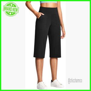 High Waisted Athletic Capri Pants with Pockets 18" Inseam Stretchy Sweatpants